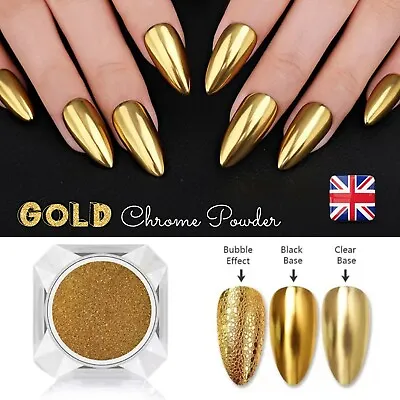 GOLD CHROME NAIL MIRROR POWDER EFFECT Pigment NAILS New Trend Magic Dust UK (P) • $5.21