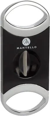 Mantello Cigars V-Cut Cigar Cutter Gloss Black In Gift Box • $22.74