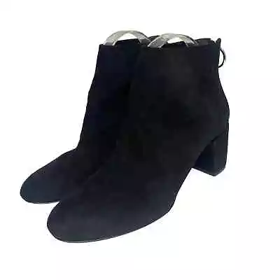 Via Spiga Womens Size 8 Noel Black Suede Back Zip Block Heel Booties • $75