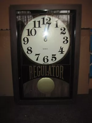 Vtg Verichron Regulator Antique Quartz Wall Clock Gold Trimmed Wood 15in X 9in • $25