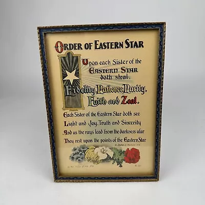 Vintage Order Of The Eastern Star Masonic Wall Plaque Stephen L Newman N4 No 280 • $49.95