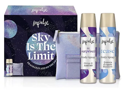 Impulse Gift Set Two Body Sprays Iridescent Card Holder & Pouch NEW • £12.50