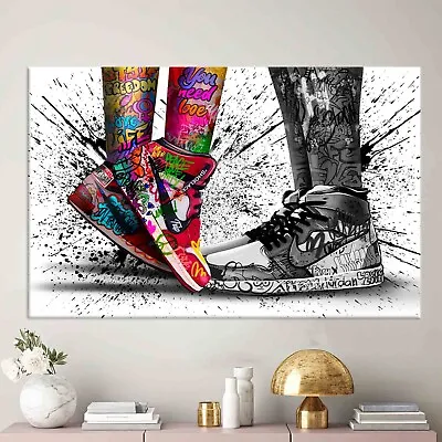 Love In Jordan Shoes Canvas Air Jordans Wall Art Shoes Graffiti Wall Art Love • $48.75