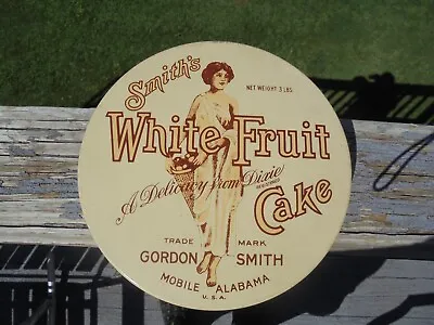 $20 • Buy Vintage Smith's White Fruit Cake Advertising Tin Box Gordon Smith - Mobile, AL