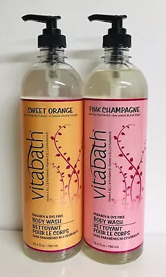 Vitabath ~ Pink Champagne & Sweet Orange Body Wash With Vitamins 26.4 Fl Oz Each • $38.99