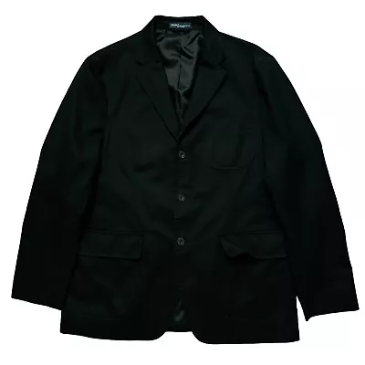 Polo Ralph Lauren Blazer Jacket Mens Size 44R Safari Cotton Canvas Black Vintage • $89.95