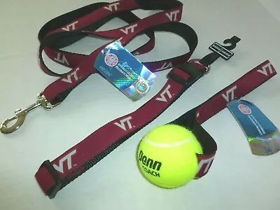 Virginia Tech Vt Doggie Fun Package Large Dog Collar 70  Leash & Toss Ball Toy • $38