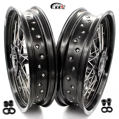 KKE 17  Motard Supermoto Wheels Rims Set Fit Suzuki DRZ400 400E 400S 400SM Black • $659