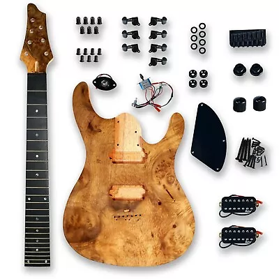 BexGears DIY 7 String Electric Guitar Kits Burl Poplar Veener Top Okoume Body • $179.99