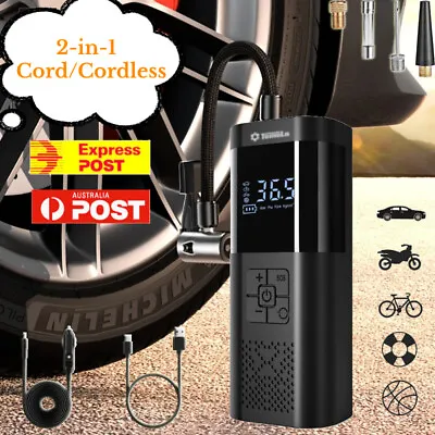 Tire Pump With Pressure Gauge For Car Bike Cordless Tyre Inflator Air Compressor • $26.99