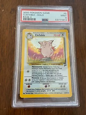 $95 • Buy 2000 Pokemon Base Set 2 Clefable HOLO Foil PSA 9 Graded 5/130 Mint FRESH SLAB