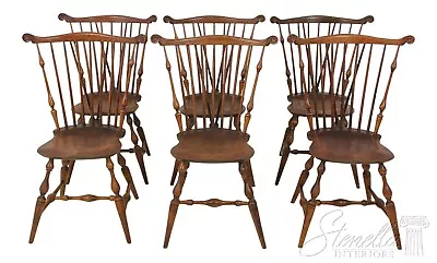 LF57953EC: Set Of 6 Vintage 1920s Benchmade Windsor Dining Room Chairs • $2395