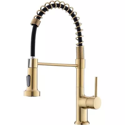 Brushed Gold Kitchen Sink Faucet Pull Down Sprayer Single Handle/Hole Mixer Tap • $42