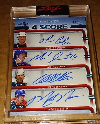 2020-21 Leaf Superlative 4 Score Auto M. Lemieux Messier W. Clark Goulet #4/5 • $299