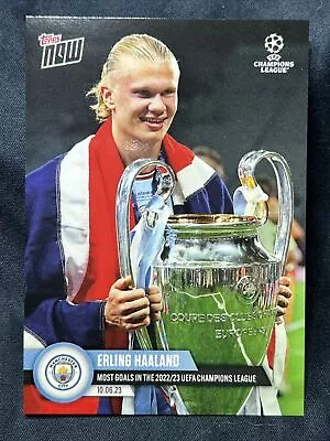 2023 Topps Now Ucl 123 Erling Haaland Manchester City Lifts Trophy Free Usa Ship • $6.99