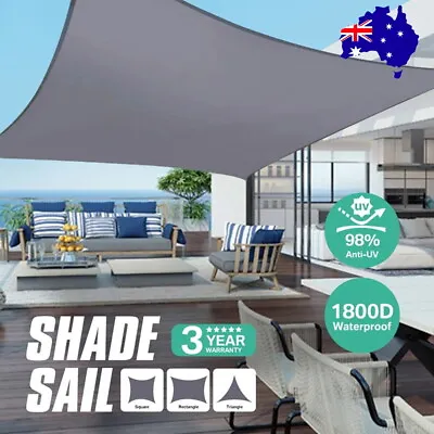 Rectangle Sun Shade Sail 98% UV Block 320 GSM Extra Heavy Duty Shade Cloth • $24.99