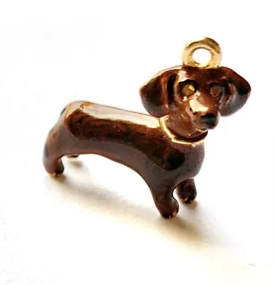 Erwin Pearl Dachshund Adorable Pooch Dog Small Enamel Pendant Charm Pendant • $34.99