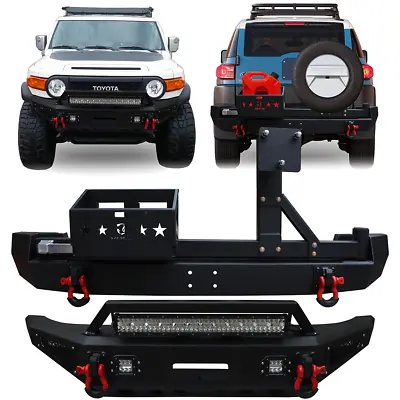 For 2007-2014 Toyota FJ Cruiser Front/Rear Bumper Black W/ LED Lights & D-Rings • $725.98