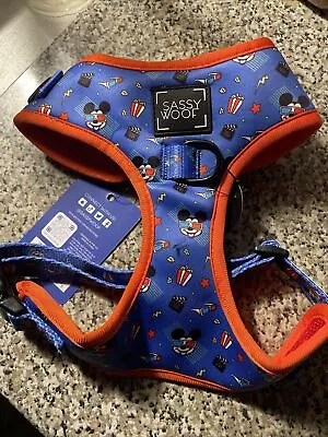 Sassy Woof Adjustable Harness For Dogs Size  Med Disney Mickey  Mouses Blue • $19.99