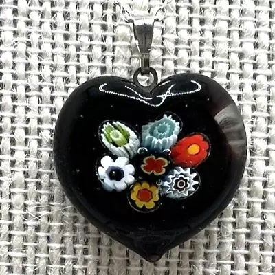 Murano Glass Handcrafted Millefiori Pendant & 925 Sterling Silver Necklace • $24.90