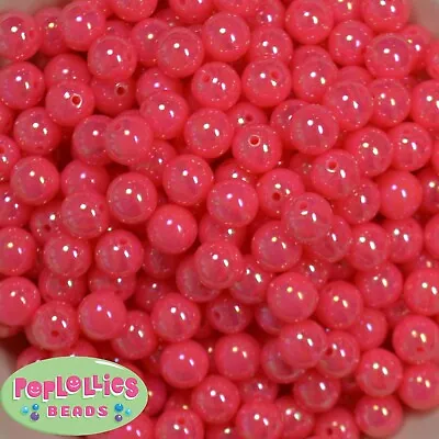 12mm Neon Hot Pink Acrylic AB Miracle Style Bubblegum Beads Lot 40 Pc Gumball • $6.50