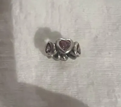£7 • Buy Official Pandora Charm - Pink Crystal Hearts Gems Sparkly Love Sterling Silver