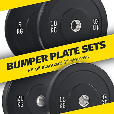 $45.99 • Buy Olympic Bumper Weight Plates Rubber 5-20KG Home Gym Fitness Lifting Barbell Bar