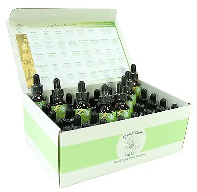 25ml Bach Flower Remedies Set By Crystal Herbs - In Card Box - Non-alcoholic • £195