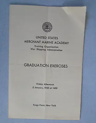 US Merchant Marine Academy 1945 Graduation Exercises Program • $11.99