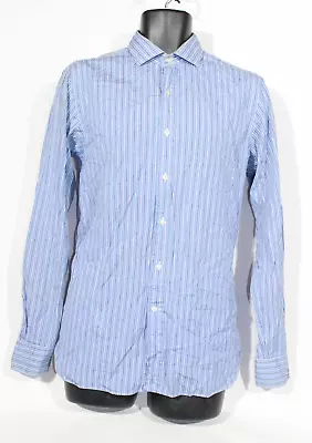 Polo Ralph Lauren Shirt 15.5 39 Blue Striped Long Sleeve Collar Points Mens • £17.99