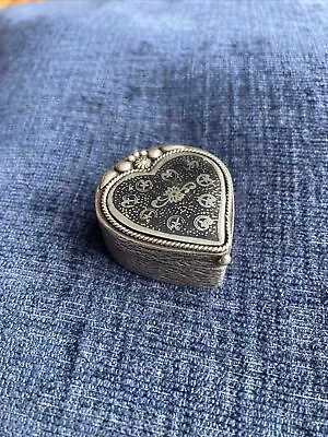£45 • Buy Vintage Niello Enamel Silver Heart Pill Box