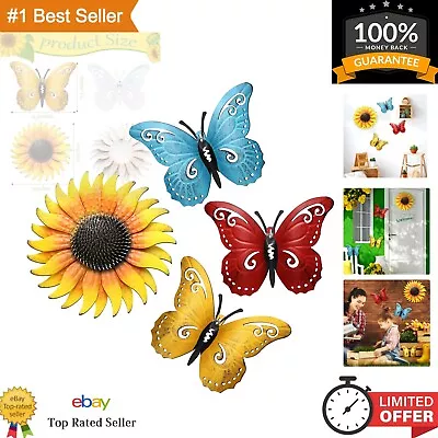 Sunflowers Metal Flowers Wall Decor & Butterfly Metal Wall Art Decorations • $16.33