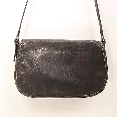 Vintage Charter Club Crossbody Handbag M Black Leather Messenger Purse Shoulder • $24.95