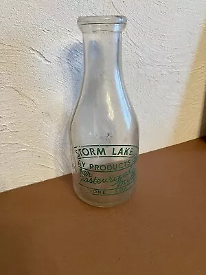 Storm Lake Iowa Quart Milk Bottle 1949 • $24.95
