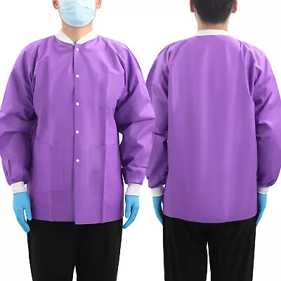 JMU Disposable Medical Lab SMS Jackets W/3 Pockets S/M，Pack Of 10Pcs • $27.99