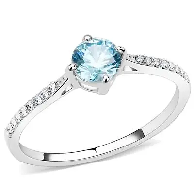 Ladies Blue Topaz Ring Silver Accents Pretty Simulated Diamonds Size  T • £11.16