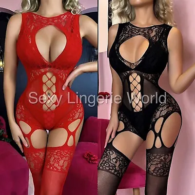 Intimate Top Women Body Stocking Sexy Lace Fishnet Lingerie Bodysuit Sex Clothes • $27.27