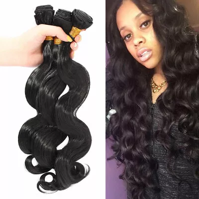 3 Bundles Hair Extensions Human Hair Bundles Body Wave 100% Peruvian Hair Weave • $31.23