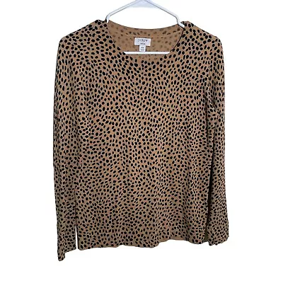 J Crew Sweater Women's XS Teddie Cheetah Pullover Crew Neck Knit • $9.90