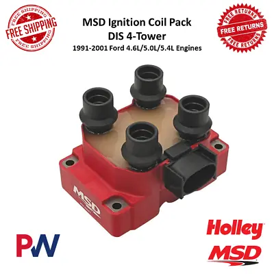 MSD Ignition Coil Pack Dis 4-Tower Red For 1991-2001 Ford 4.6L/5.0L/5.4L Engines • $147.99