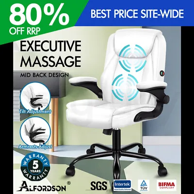 $109.95 • Buy ALFORDSON Massage Office Chair Executive Computer Gaming Seat PU Leather White
