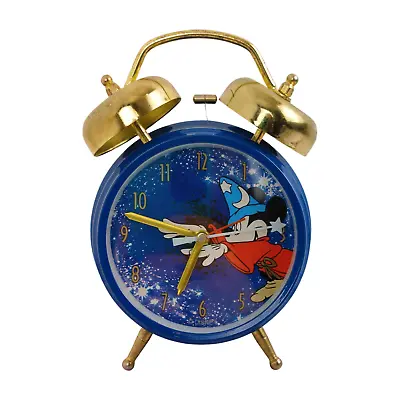 Vintage 90s DISNEY FANTASIA SORCERERS APPRENTICE Twin Bell Alarm Clock 6 1/2  • $3.99