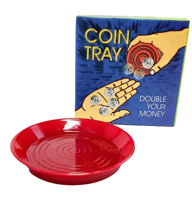 RED MAGIC MULTIPLYING COIN TRAY Saucer Trick Money Beginner Close Up Magician  • $8.79