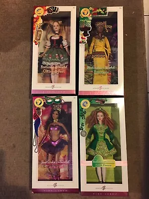 Lot Of 4 FESTIVALS OF THE WORLD Barbie Carnival -Irish Dance-Kwanzaa-OKTOBERFEST • $266.99