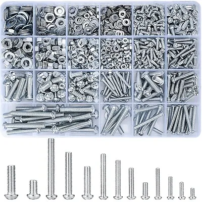 1080 Pcs Screws Bolts & Nuts Assortment Kit Metric Machine Pan Head Hex Phillips • $24.99