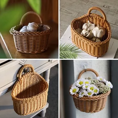 Wall Hanging Storage Woven Baskets Vegetable Fruit Baskets Organizer Kitchen Pot • £11.27