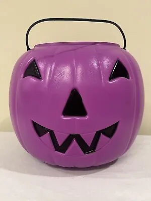 VTG General Foam USA 8  Purple Plastic Pumpkin JOL Blow Mold Halloween Bucket • $13.88
