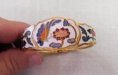 Vintage Gold Tone  Large  Cloisonne Enamel Butterfly Clamper Bracelet !!!!! • $11.88