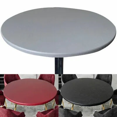 Round Fitted Table Cloth Table Protector Table Cover Backed Vinyl Tablecloth✔ • $14.13