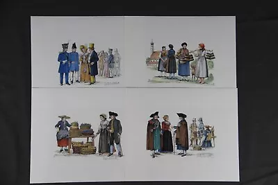 4x Paul Ernst Rattelmüller Munich Costume Citizen Farmers Signed Around 1840 • $42.68